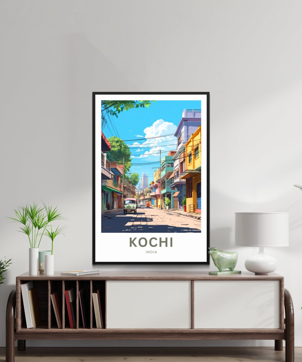 Kochi India Colonial Street Tuk Tuk City Scene Travel Poster - Image 2