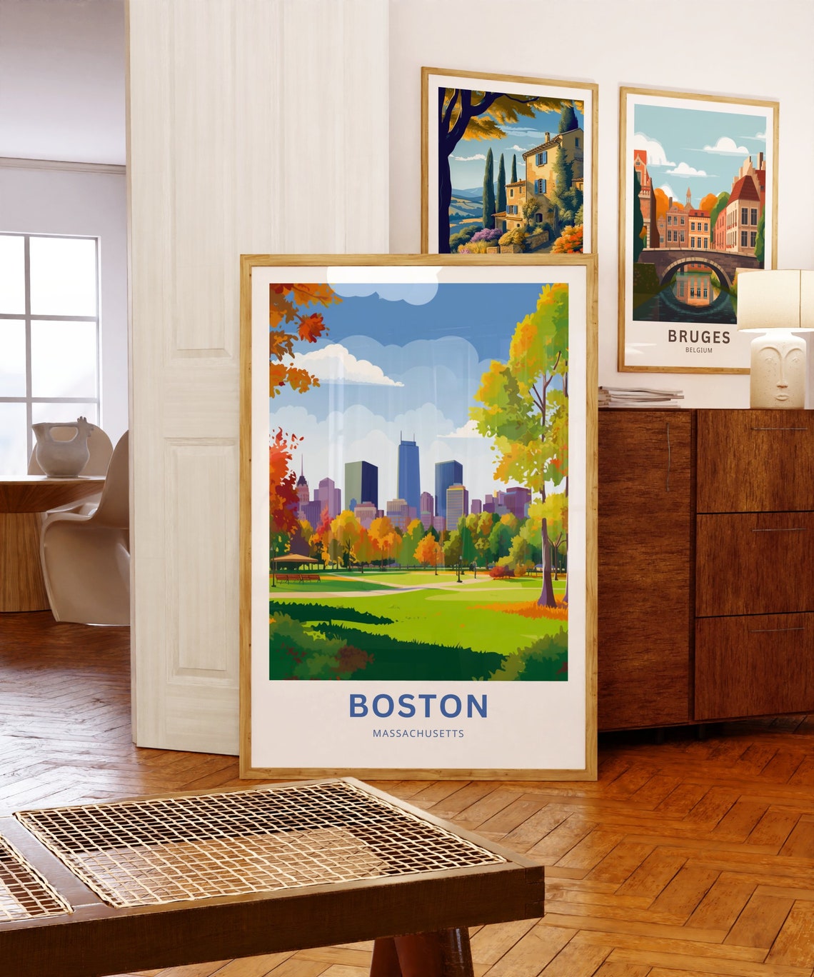 Boston Massachusetts Fall Foliage Park Personalized Travel Poster - Image 5