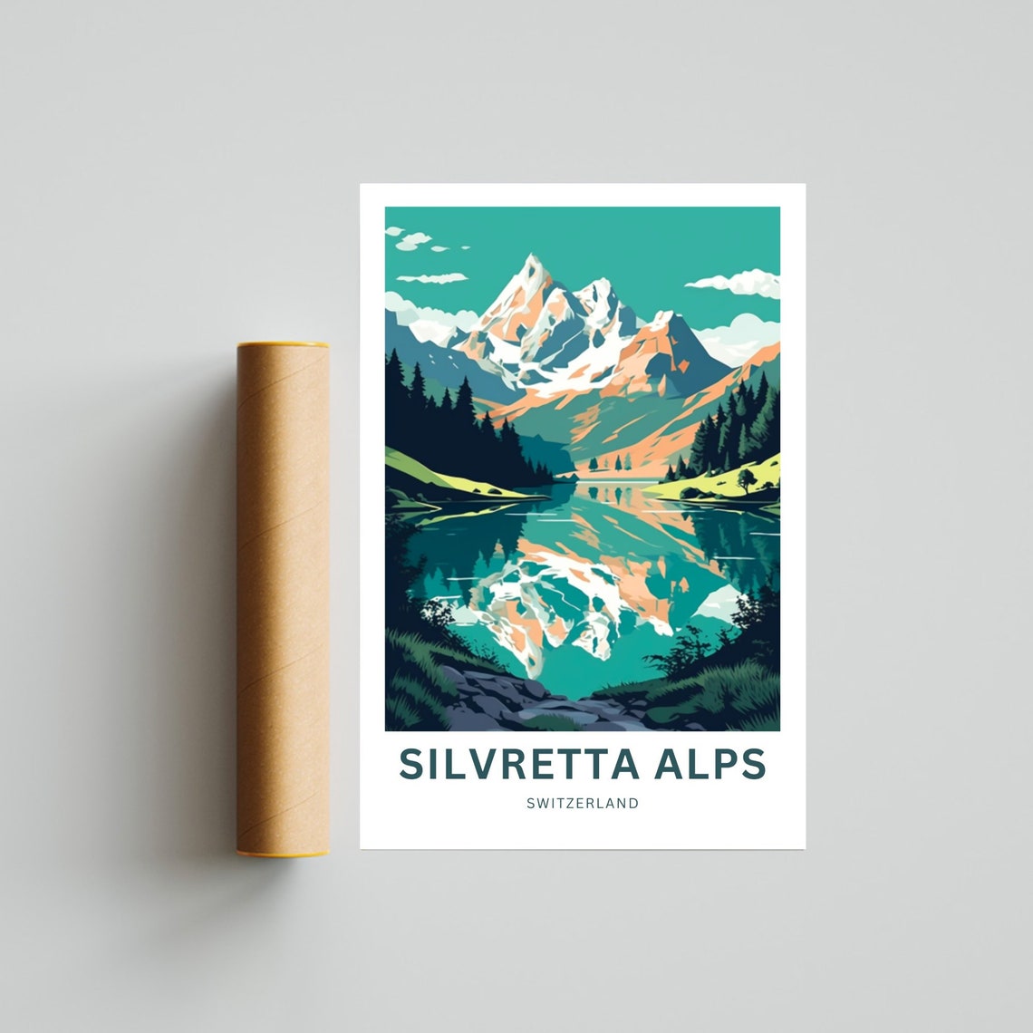 Silvretta Alps Switzerland Peak Reflection Personalized Poster - Image 4