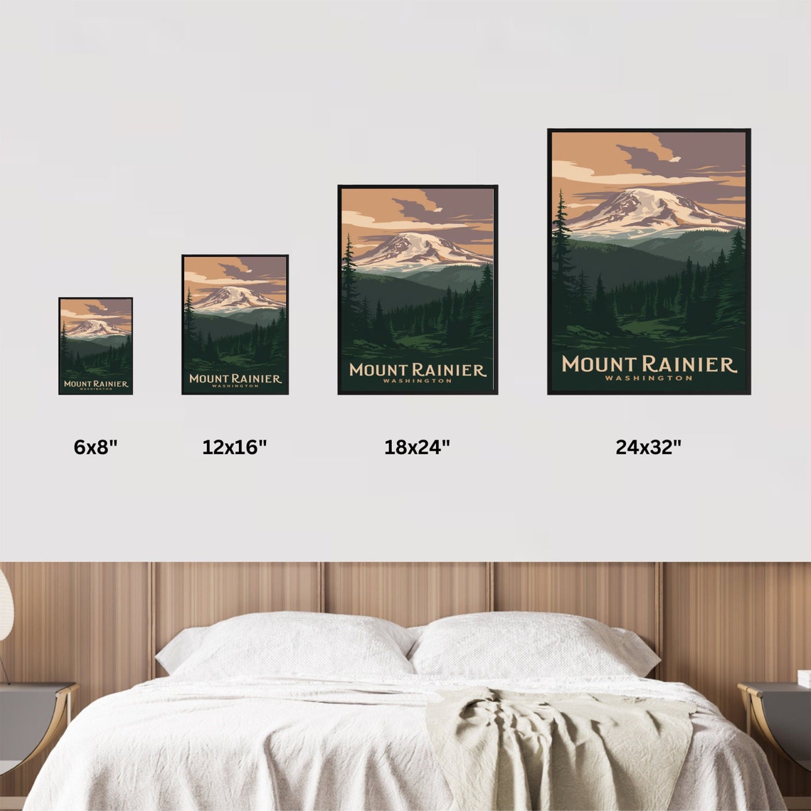 Mount Rainier Washington Vintage Poster with Forest and Sunset Glow - Image 4