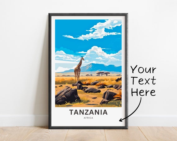 Personalized Tanzania Travel Print Tanzania Poster Ngorongoro Wall Art Framed Present Gift Africa Present