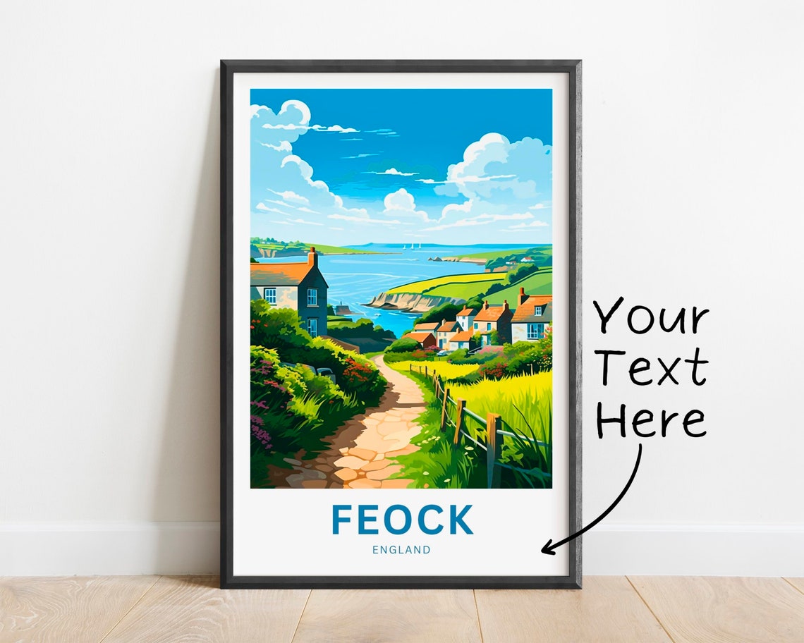 Personalized Feock Cornwall England Coastal Village View Travel Poster