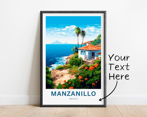 Personalized Manzanillo Travel Print Manzanillo Poster Mexico Wall Art Framed Present Gift Mexico Present
