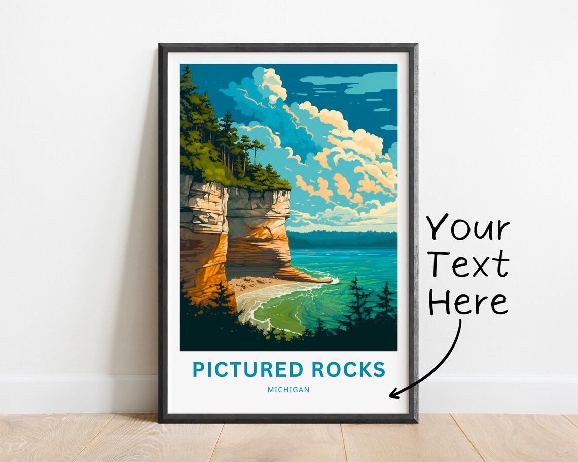 Personalized Pictured Rocks Travel Poster, Michigan