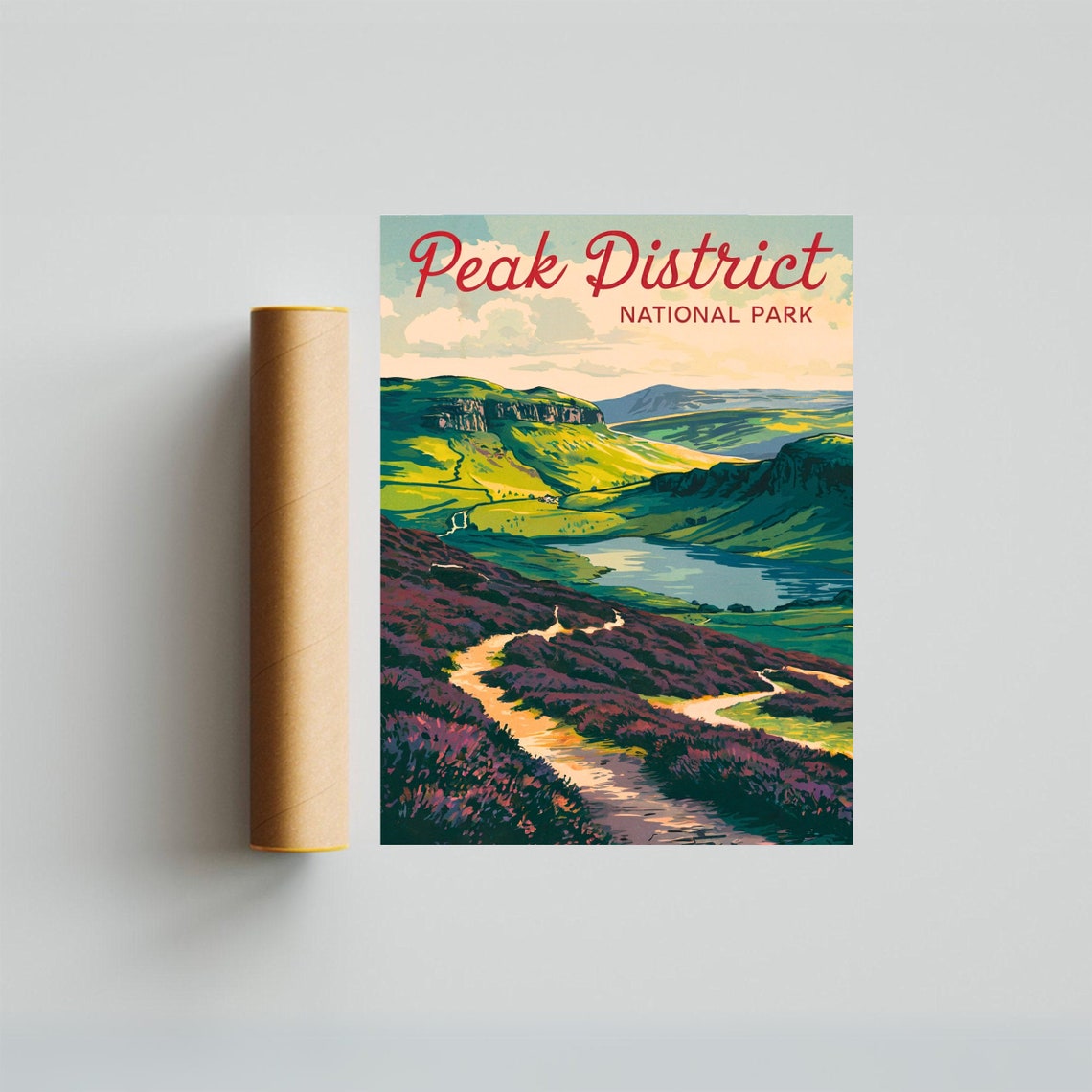 Peak District National Park Heather Moor Path Reservoir View Poster - Image 4