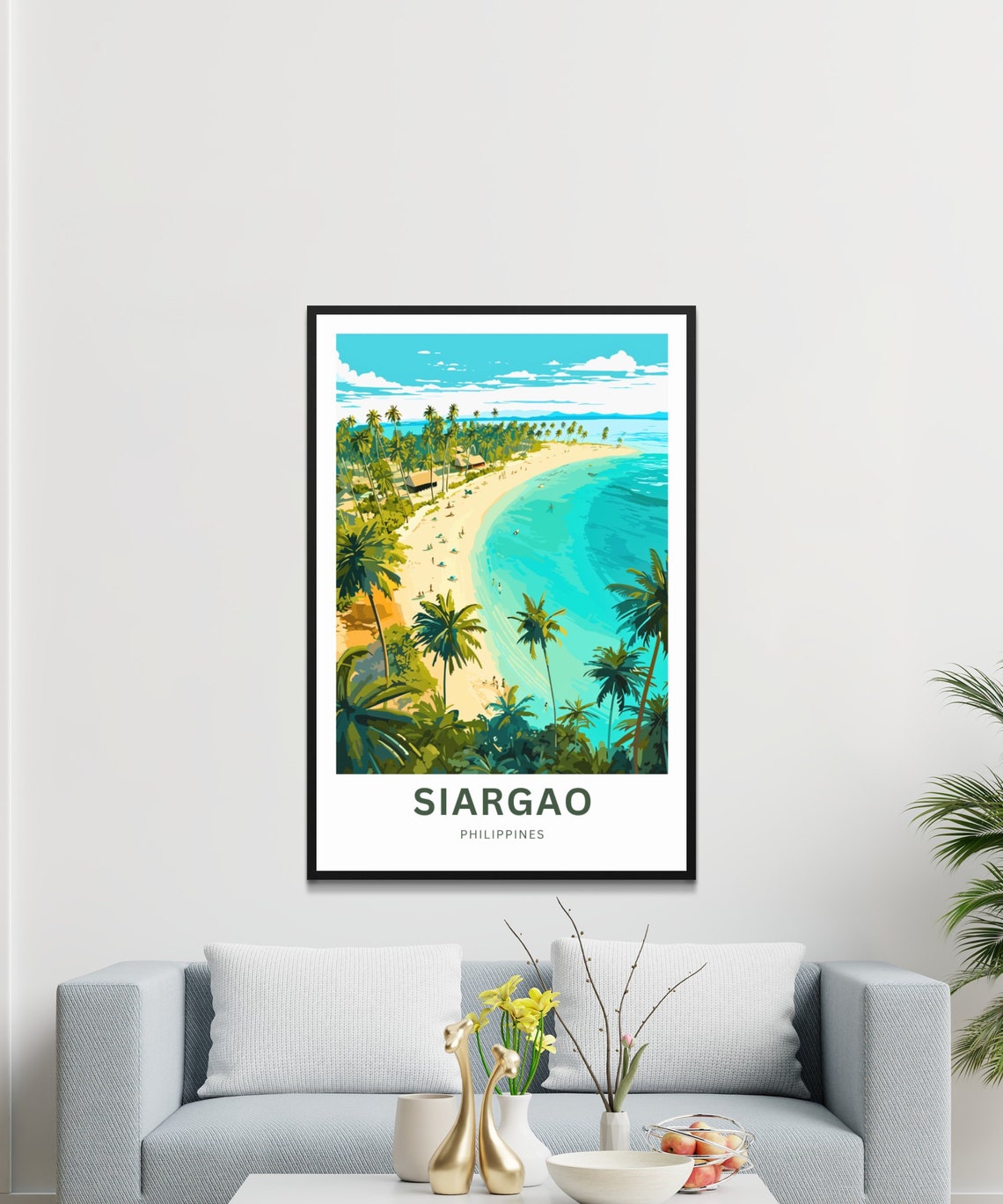 Siargao Philippines Tropical Surf Beach Palm Trees Travel Poster - Image 3