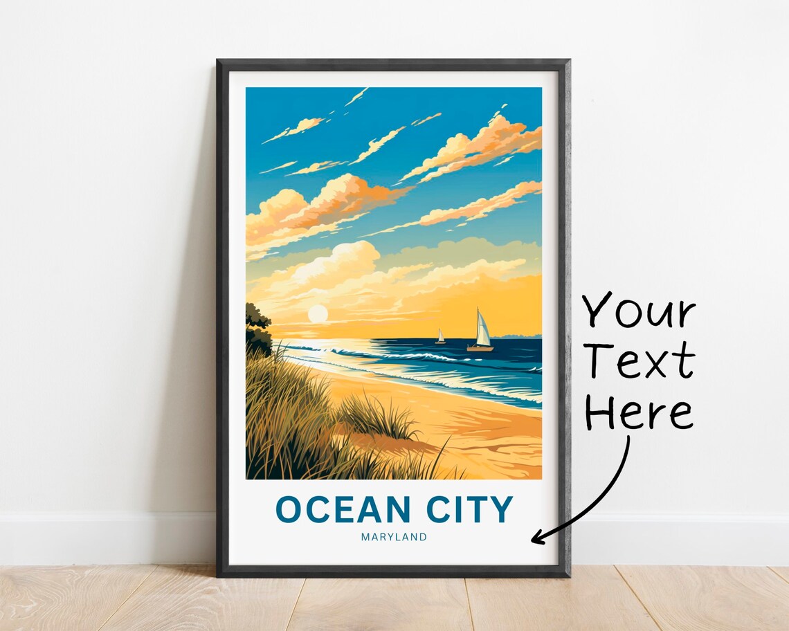 Personalized Ocean City Maryland Golden Sunset Beach Gift Poster