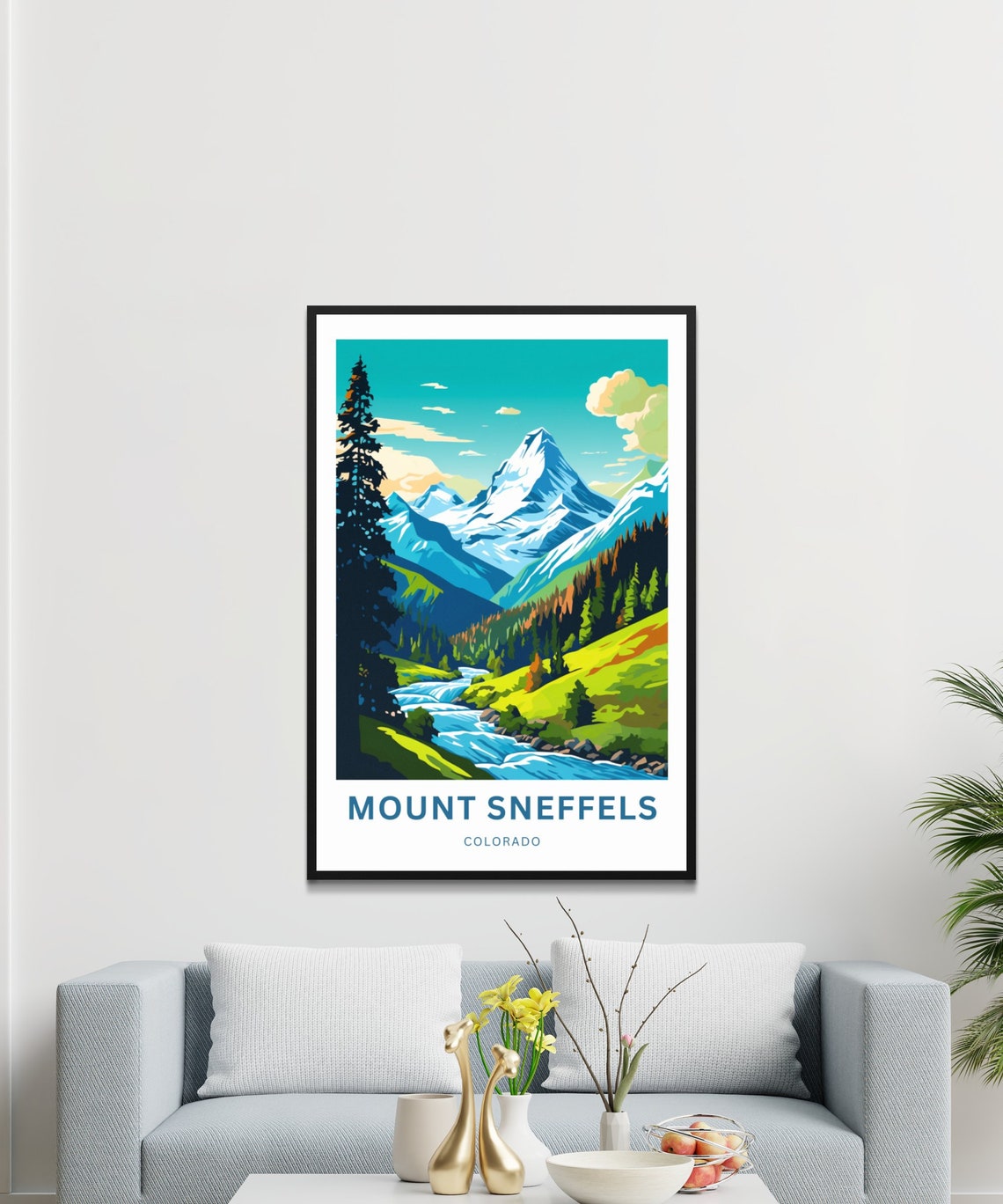 Mount Sneffels Colorado Snowy Peaks Alpine Stream Valley Travel Poster - Image 3