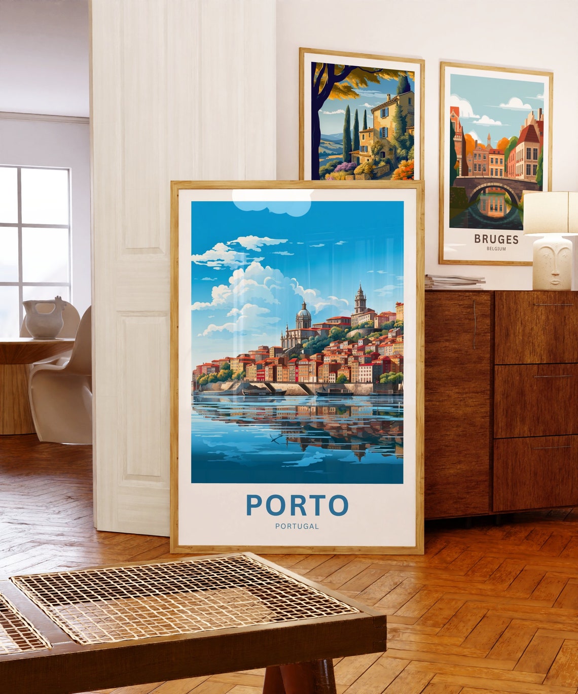 Porto Portugal Waterfront Skyline Reflections River Travel Poster - Image 5