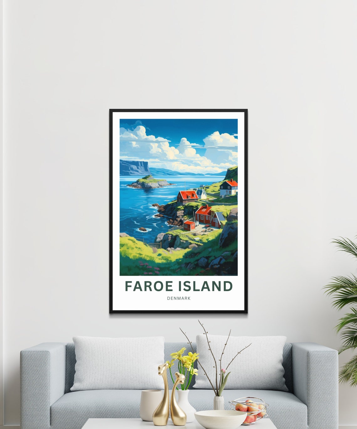 Faroe Island Denmark Seaside Village Personalized Travel Poster - Image 3