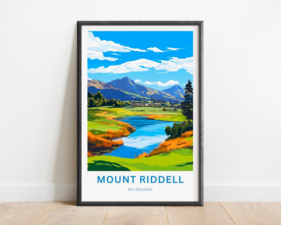 Mount Riddell Melbourne Lake Mountain Landscape Travel Art Poster