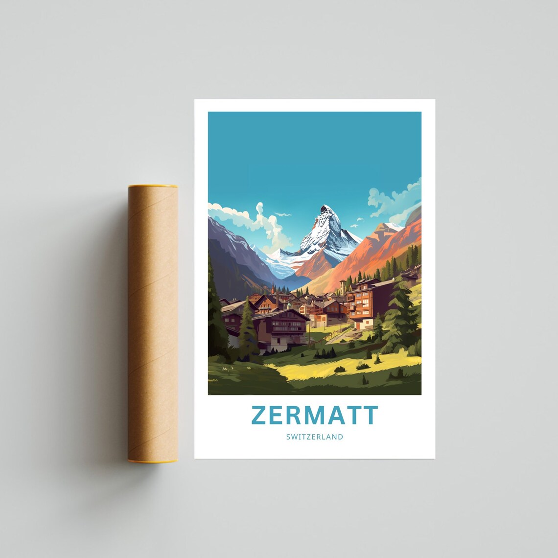 Personalized Zermatt Travel Poster, Switzerland Wall Art - Image 4