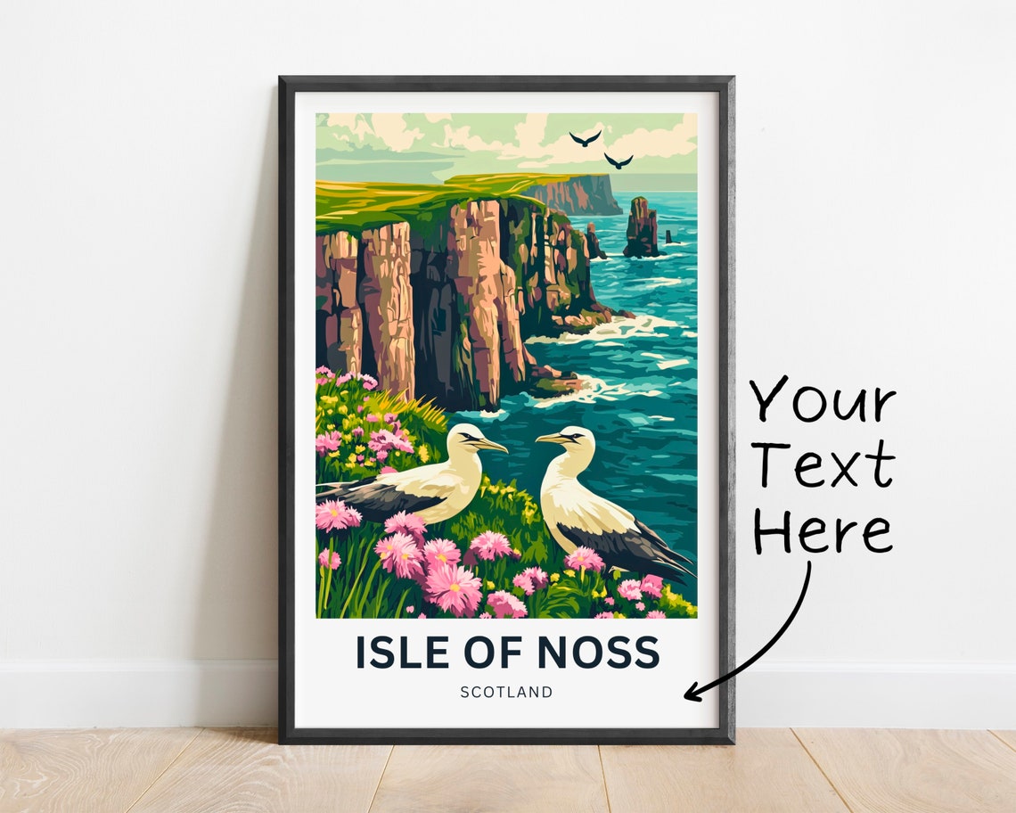 Isle of Noss Scotland Gannets on Sea Cliffs Personalized Poster