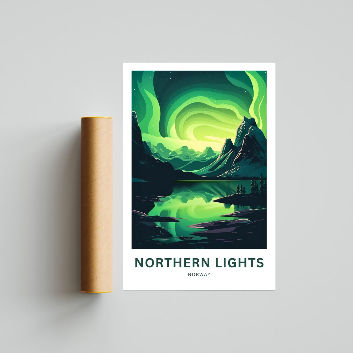 Personalized Northern Lights Norway Aurora Lake Mountain Poster - Image 4