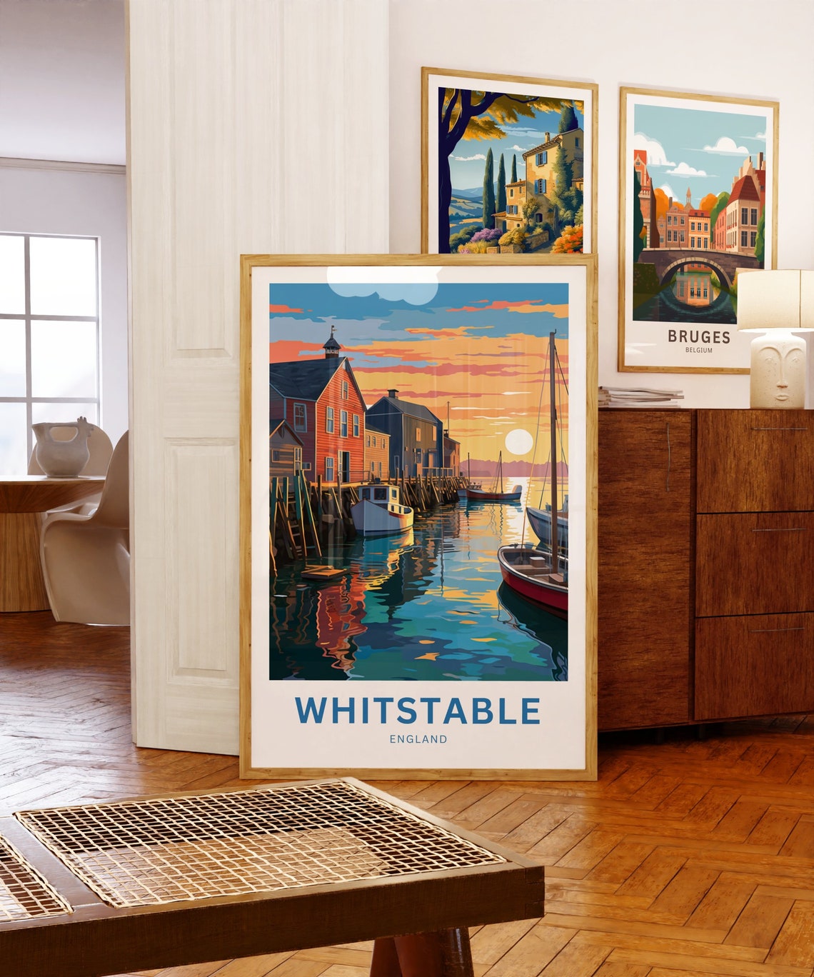 Whitstable England Sunset Harbor Scene Personalized Travel Poster - Image 5
