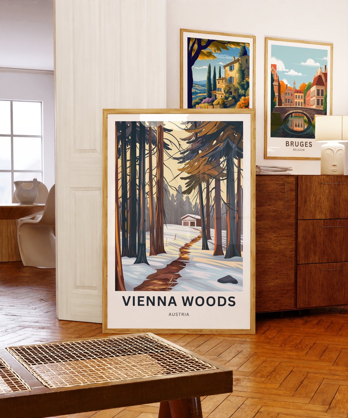 Personalized Vienna Woods Austria Snowy Trail Custom Travel Poster - Image 3