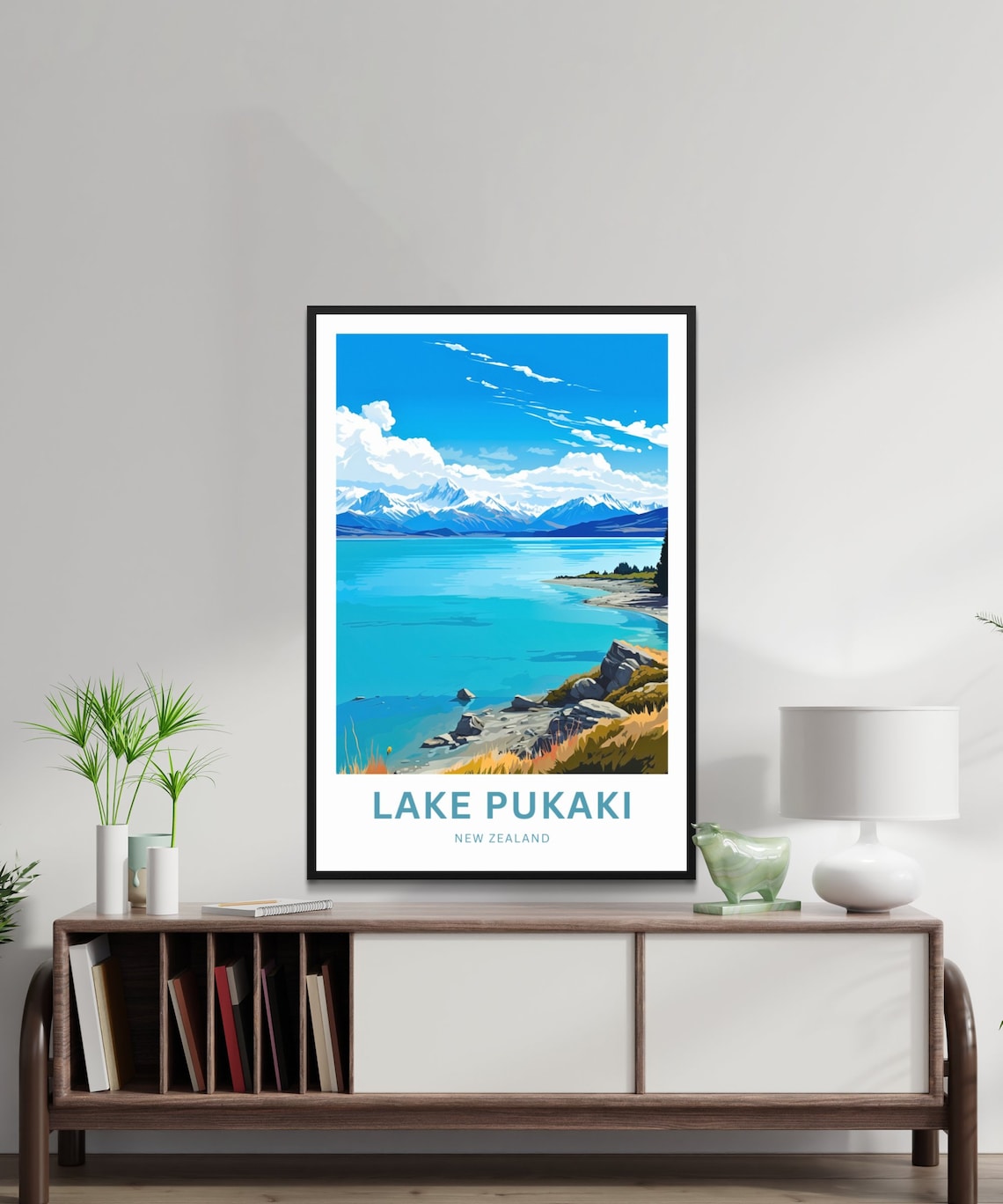 Personalized Lake Pukaki New Zealand Turquoise Lake Travel Poster - Image 3