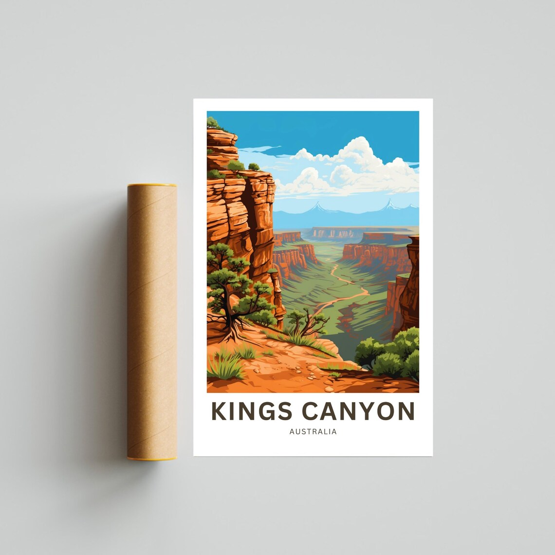 Kings Canyon Australia Red Rock Desert Vintage Travel Poster - Image 4