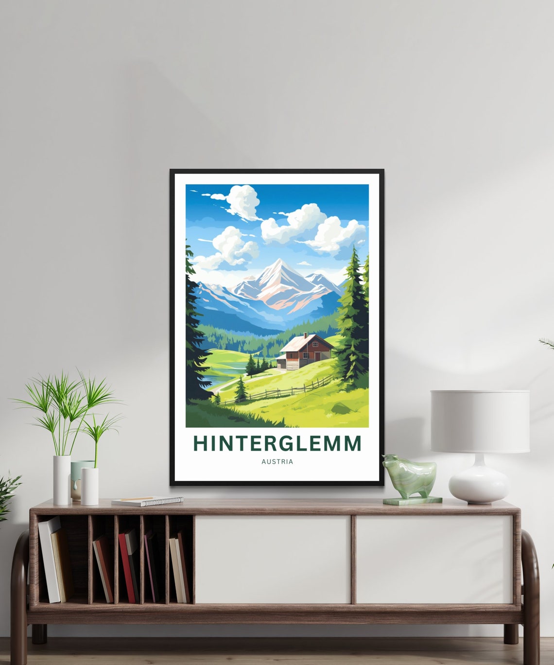 Hinterglemm Austria Alpine Chalet Snowy Peak Travel Art Poster - Image 2