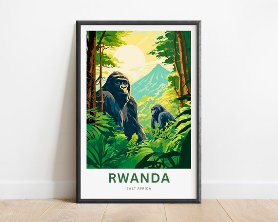 Rwanda Travel Print Rwanda Poster East Africa Wall Art Framed Present Gift United Africa Decor Custom Text Personalized