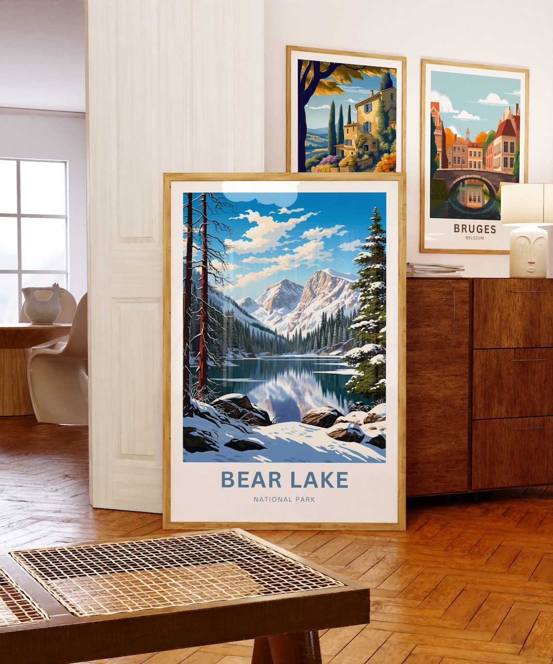 Personalized Bear Lake National Park Winter Snowy Peaks Travel Poster - Image 5