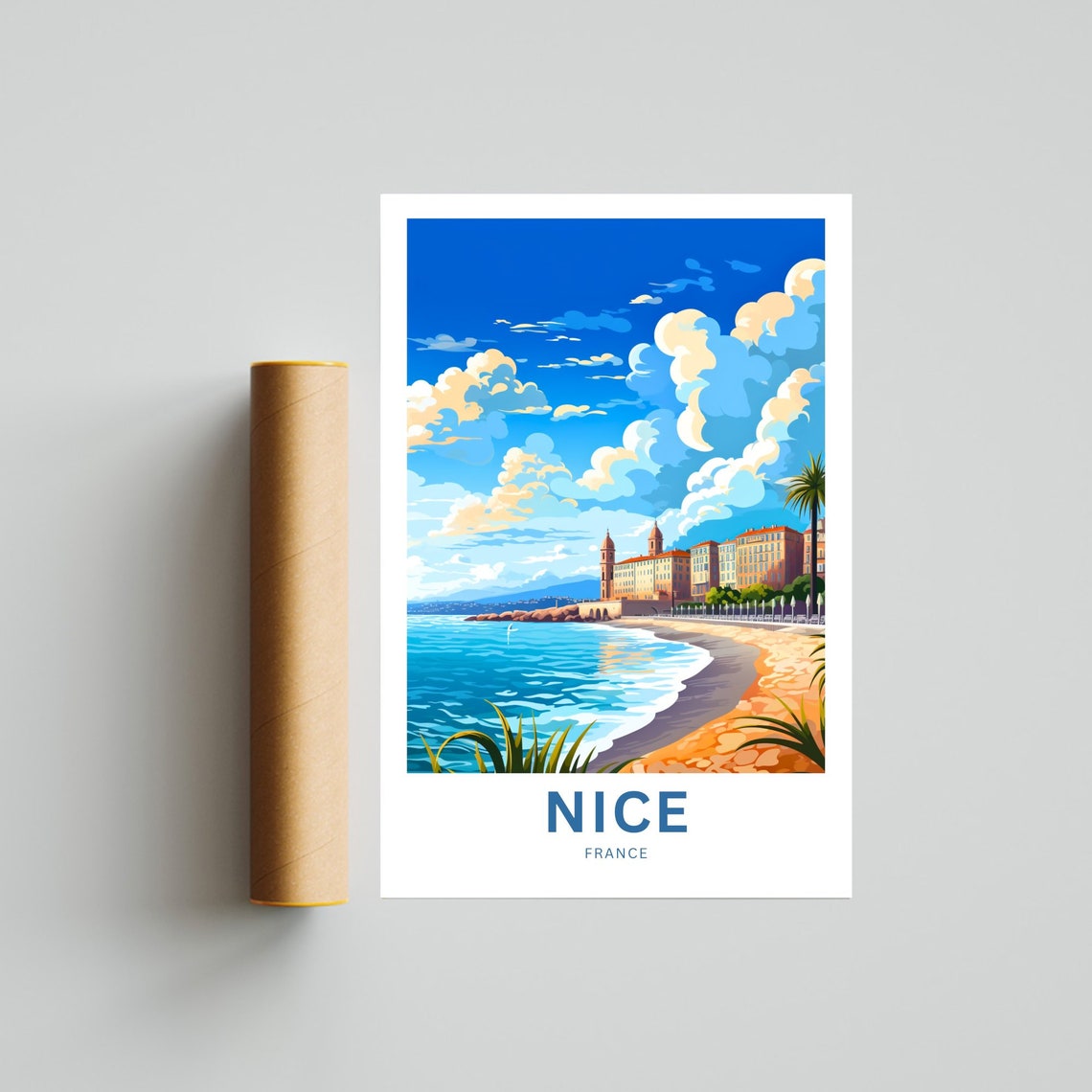 Nice France Riviera Beach Promenade Personalized Travel Poster - Image 4
