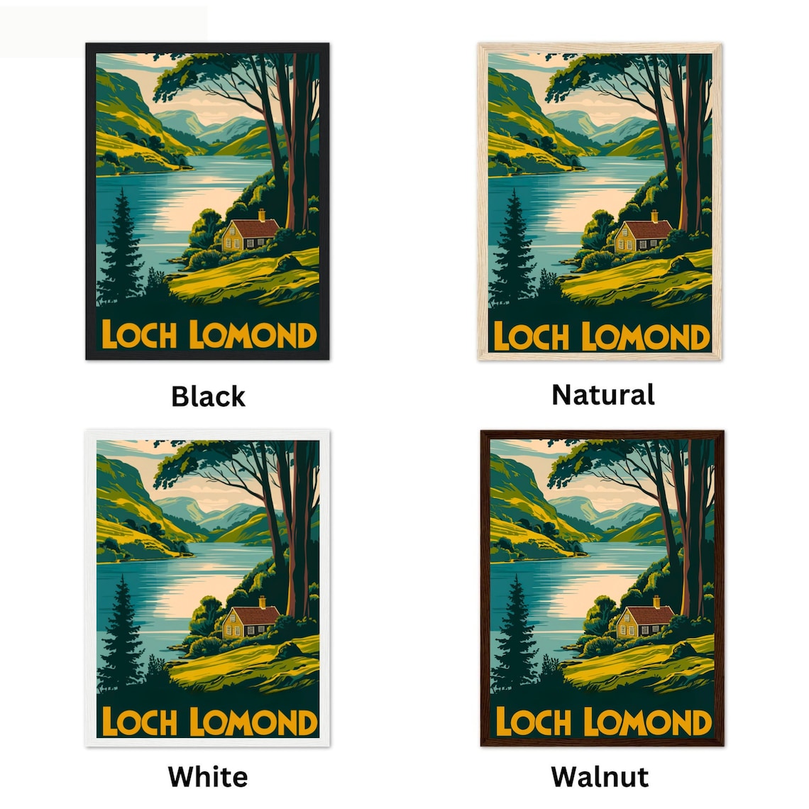 Loch Lomond Scotland Vintage Lakeside Cabin Woodland View Poster - Image 4