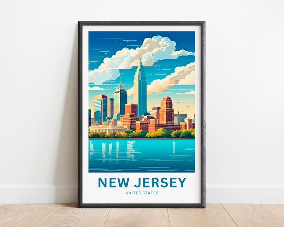New Jersey Travel Print Poster United States Wall Art Framed Present Gift