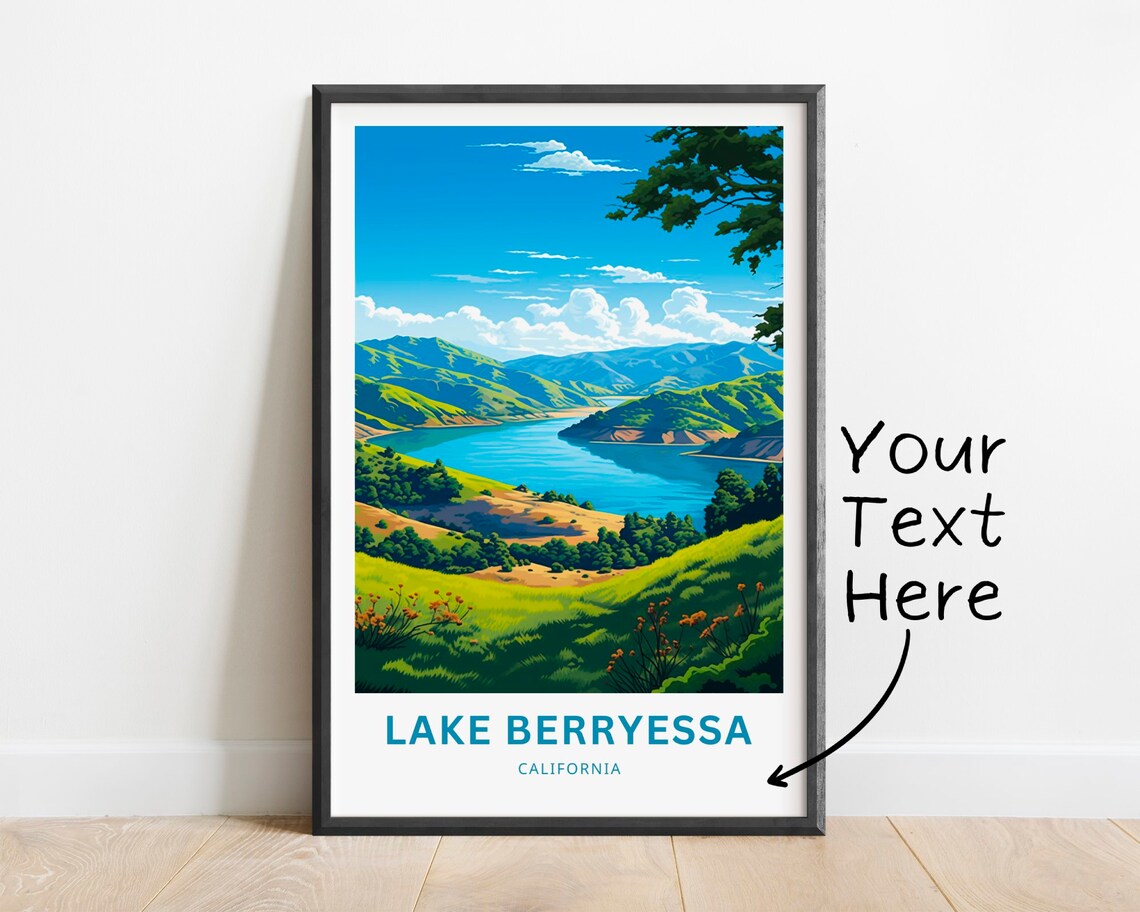 Personalized Lake Berryessa California Lake Travel Poster Gift