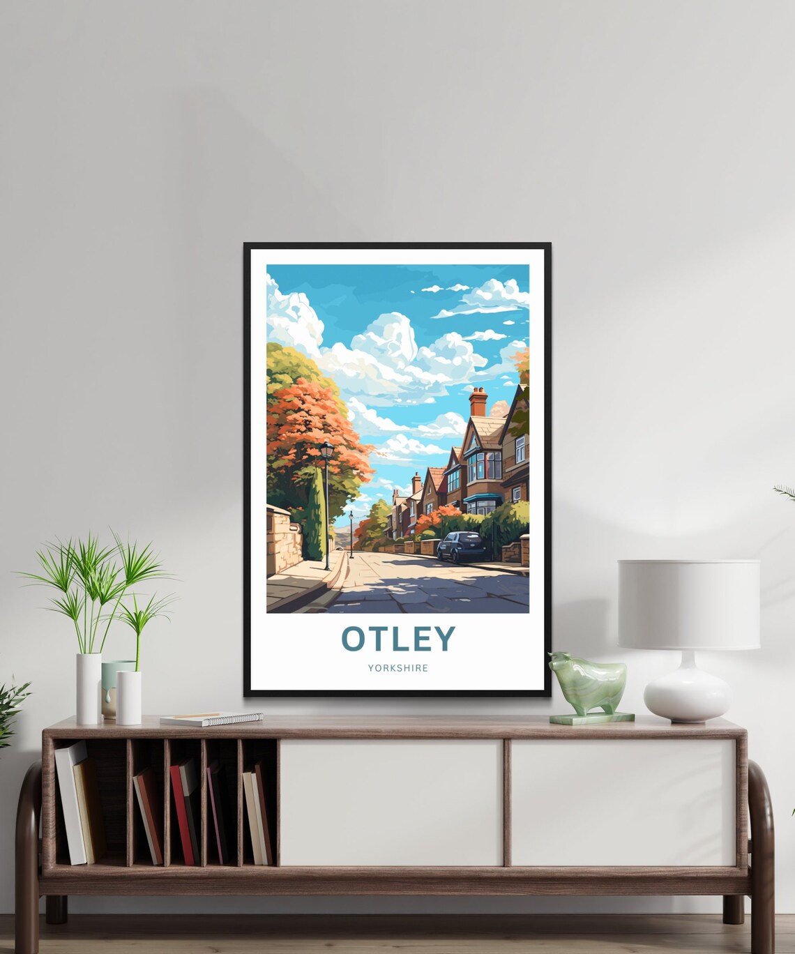 Otley Yorkshire Autumn Street Brick Houses Fall Colors Poster - Image 2