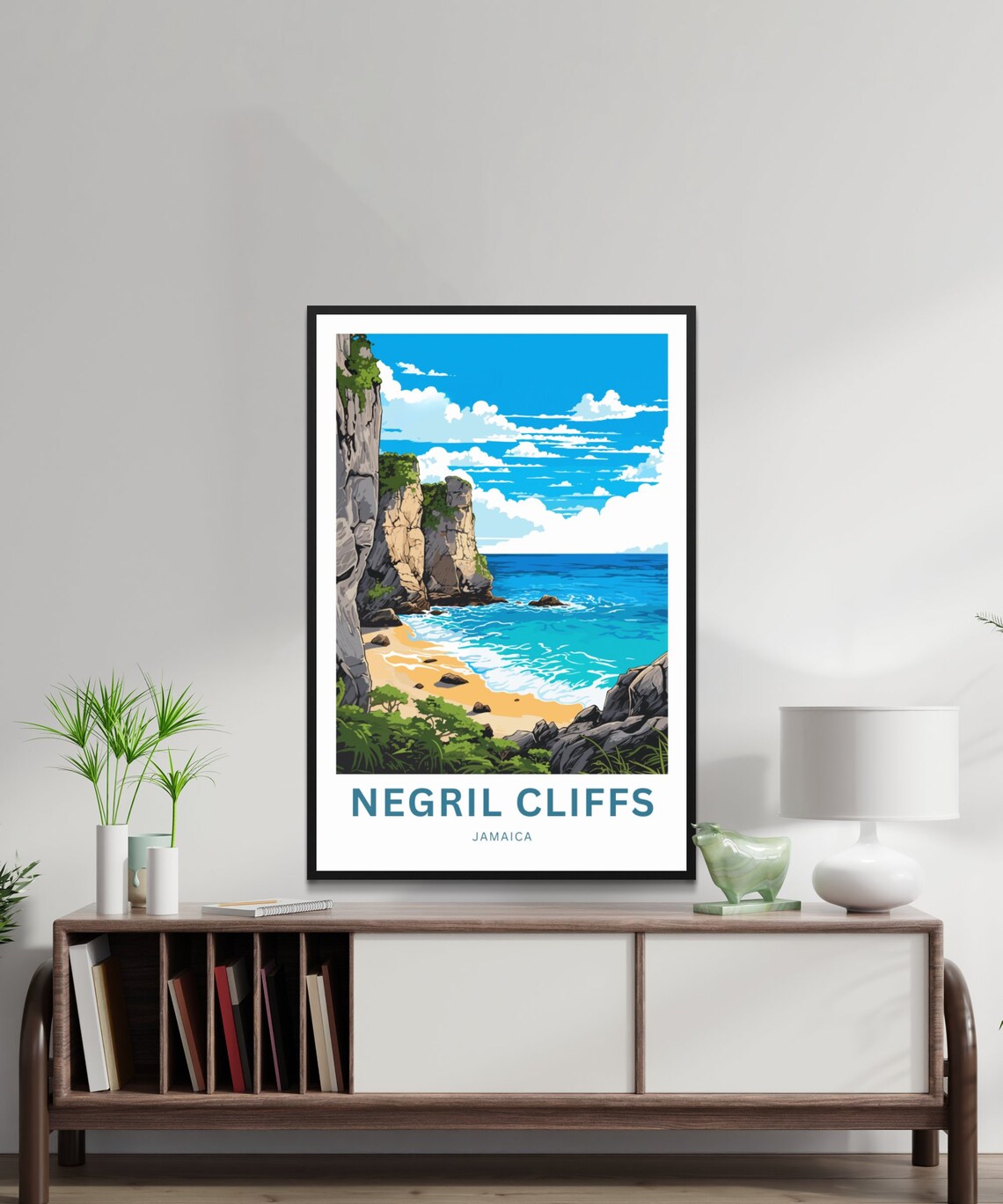 Negril Cliffs Travel Poster, Jamaica Wall Art - Image 2