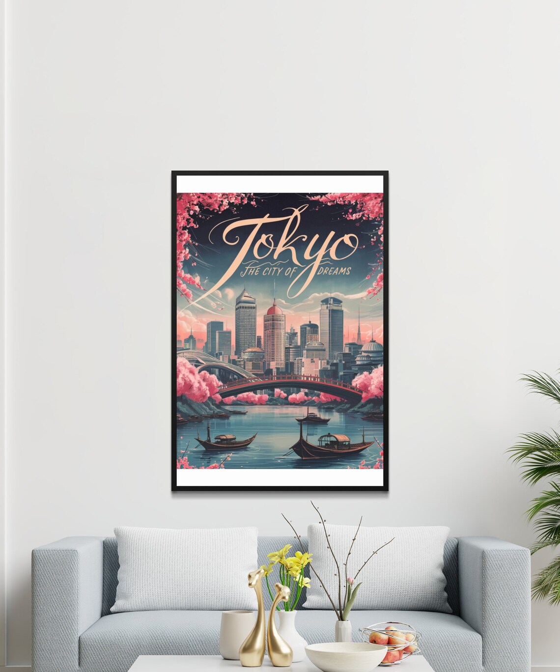 Tokyo Japan City of Dreams Cherry Blossom Bridge Travel Poster - Image 2