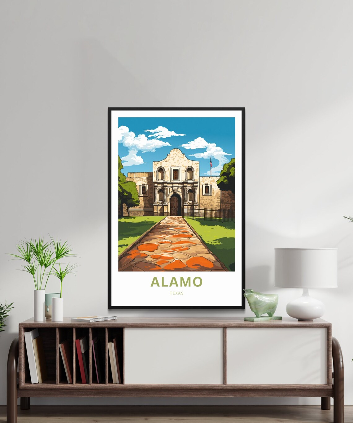 Alamo Front Facade Texas Mission San Antonio Historic Travel Poster - Image 2