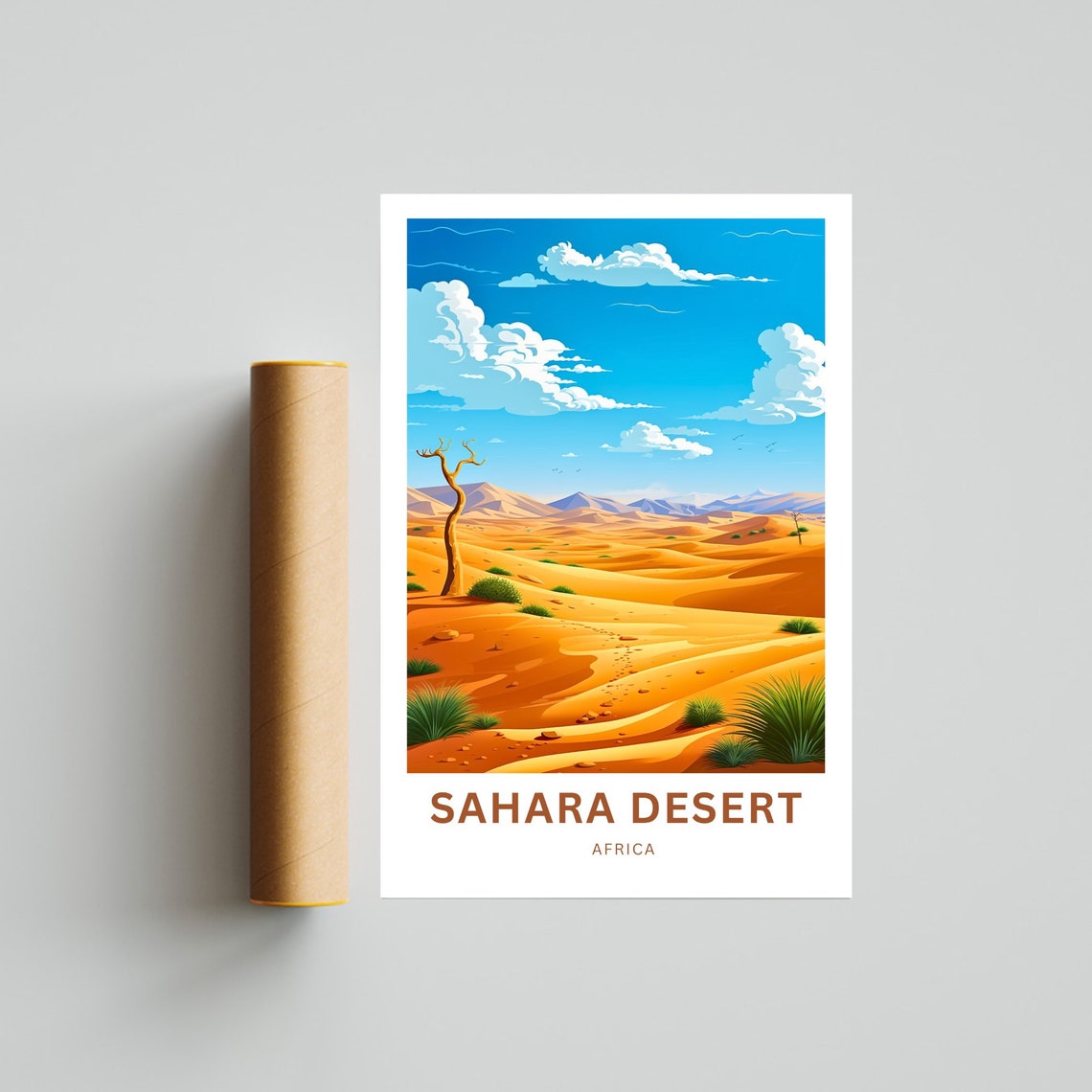 Sahara Desert Africa Camel Caravan Personalized Custom Text Poster - Image 4