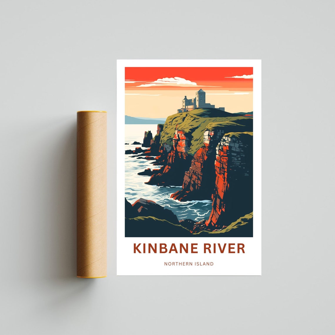 Personalized Kinbane River Castle Cliffs Custom Travel Poster - Image 4