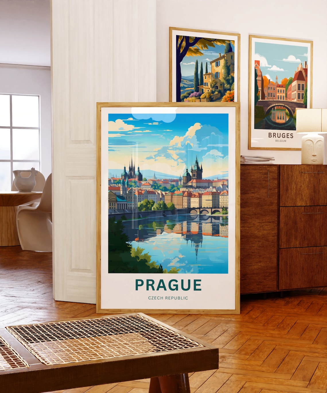 Prague Czech Republic Old Town Vintage Travel Poster Bridge Skyline - Image 5