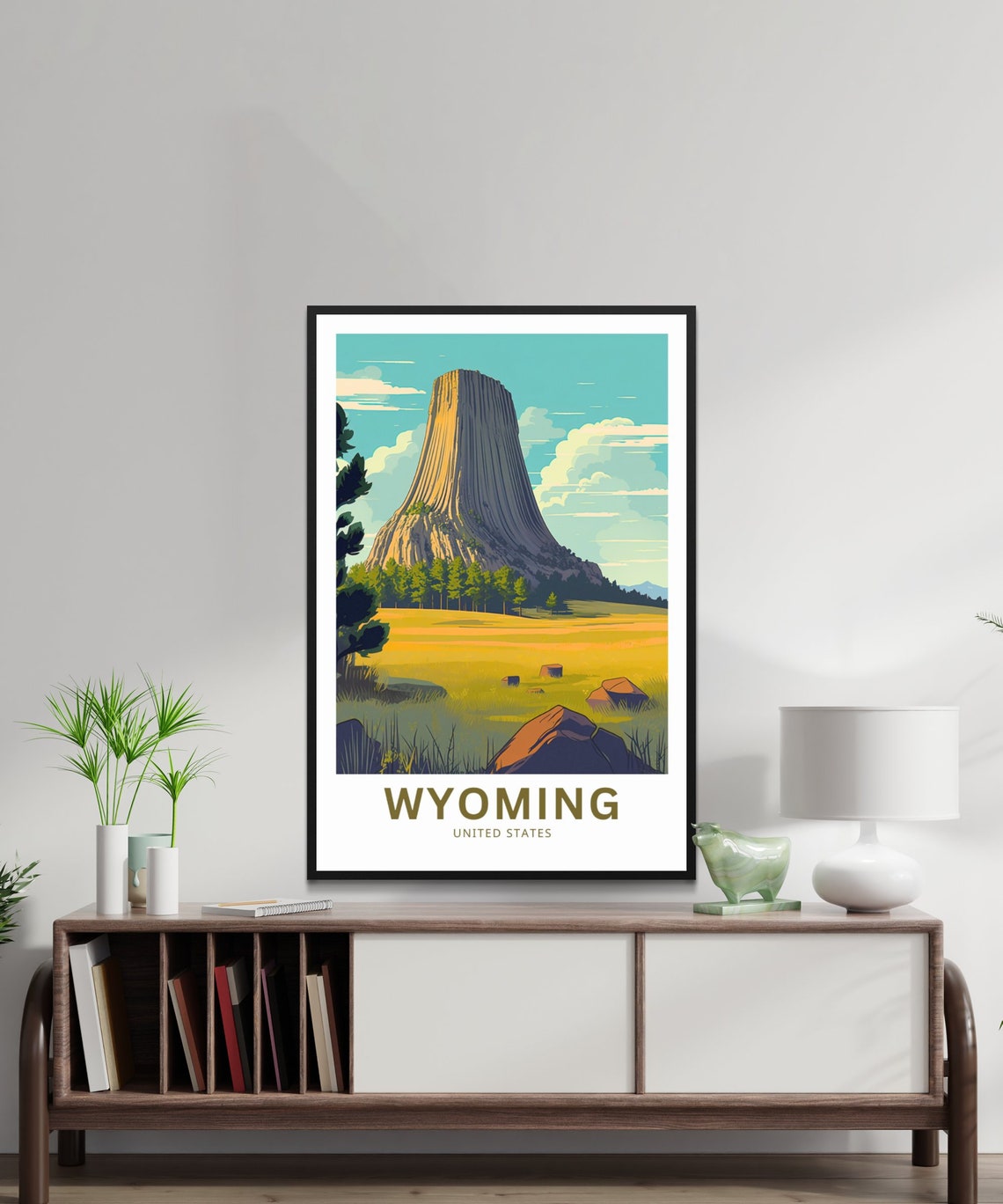 Personalized Wyoming Devils Tower Prairie Rock Custom Travel Poster - Image 2