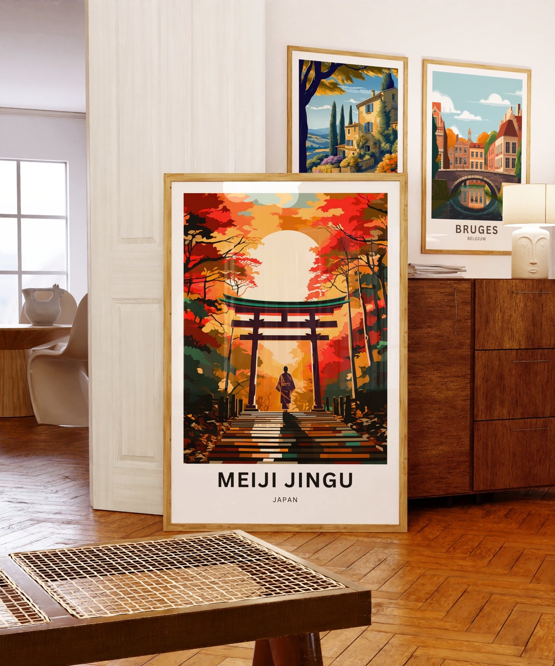 Meiji Jingu Japan Personalized Autumn Torii Gate Sunset Poster - Image 5