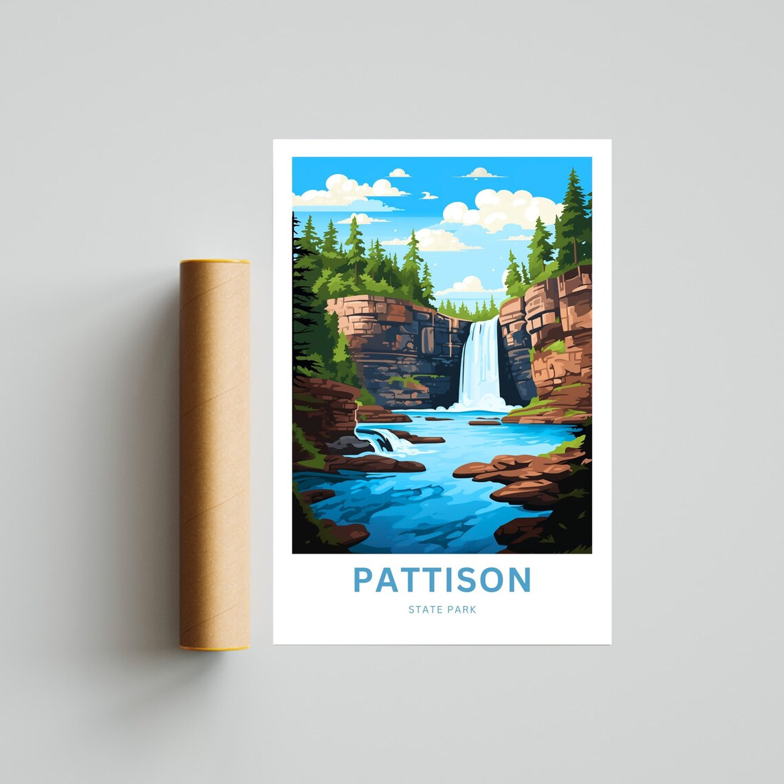 Pattison State Park Travel Poster, Wisconsin Landscape - Image 4