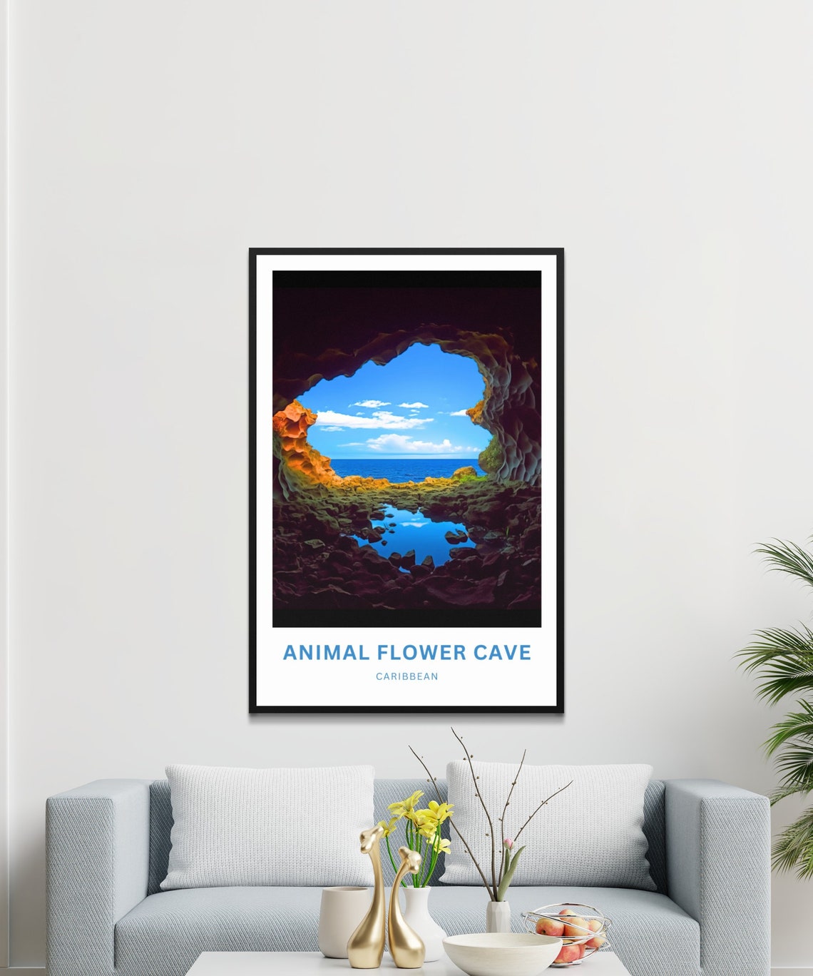 Personalized Animal Flower Cave Travel Print Animal Flower Cave Poster Caribbean Wall Art Framed Present Gift Caribbean Present - Image 3