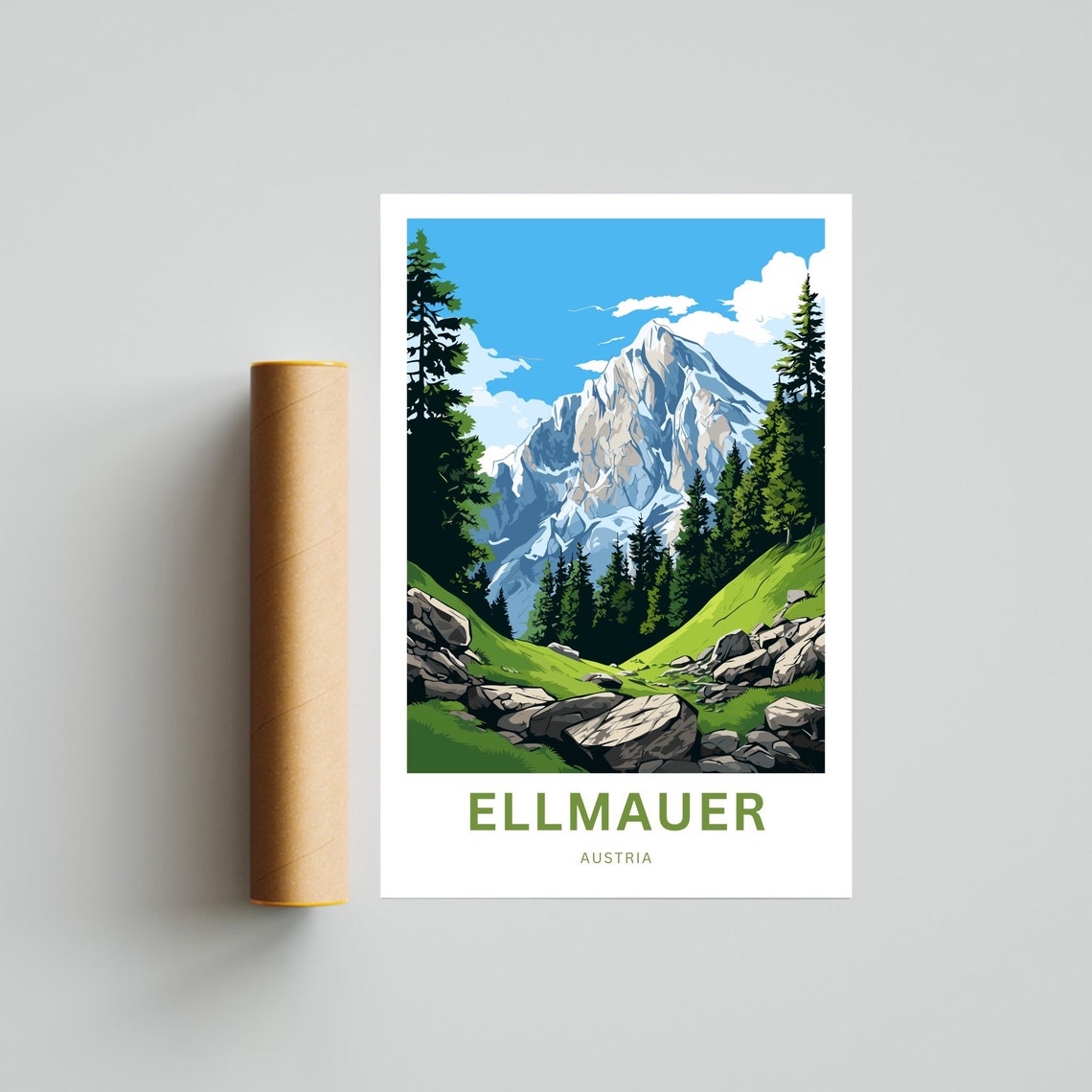 Ellmauer Austria Personalized Alpine Mountain Meadow Travel Poster - Image 4
