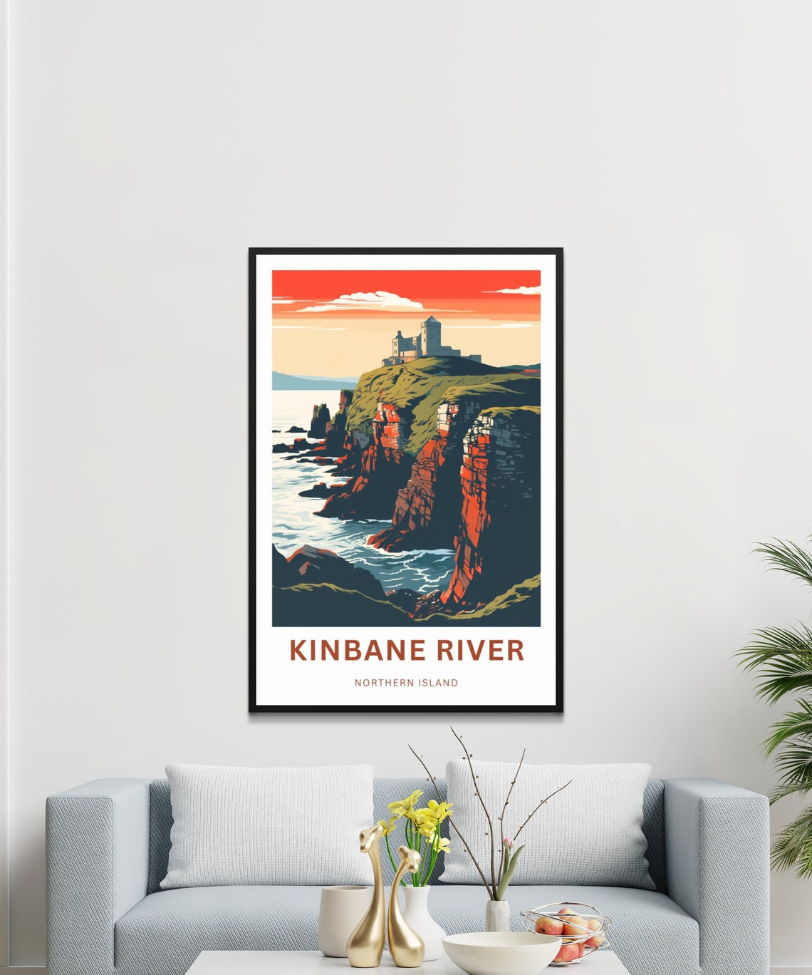 Personalized Kinbane River Castle Cliffs Custom Travel Poster - Image 3