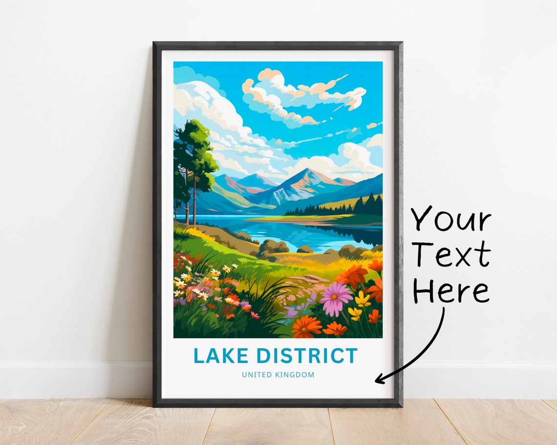 Personalized Lake District UK Wildflower Meadow Mountain Poster