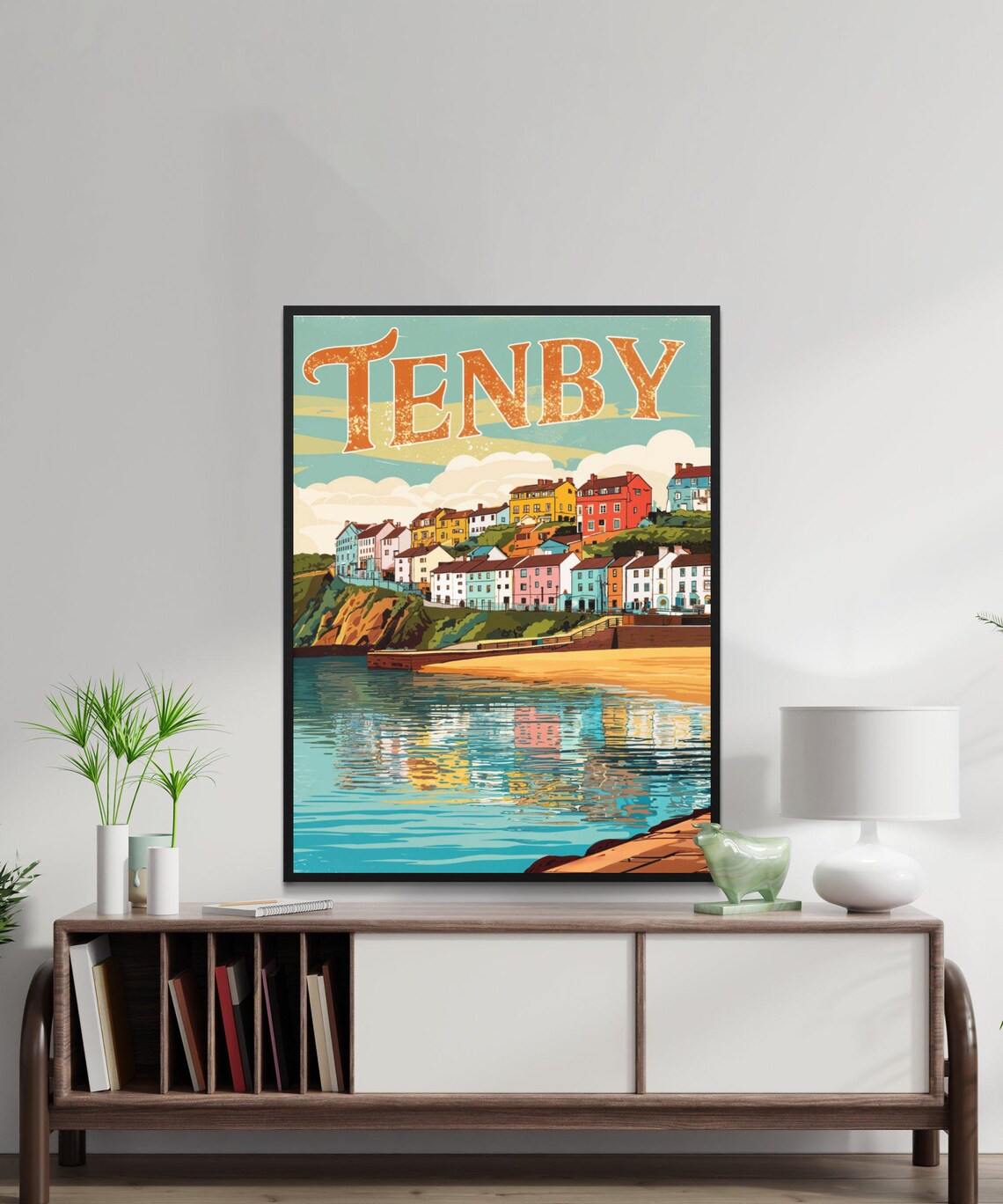 Tenby Wales Historic Harbor Town Waterfront Vintage Travel Poster - Image 3