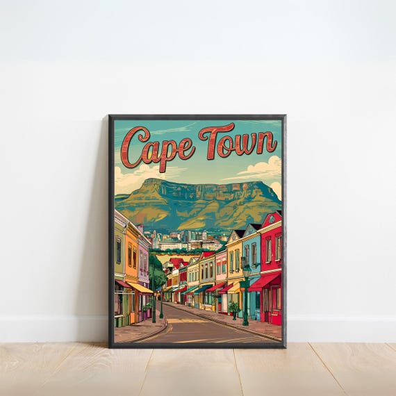 Cape Town Wall Art Print Vintage Style Travel Decor