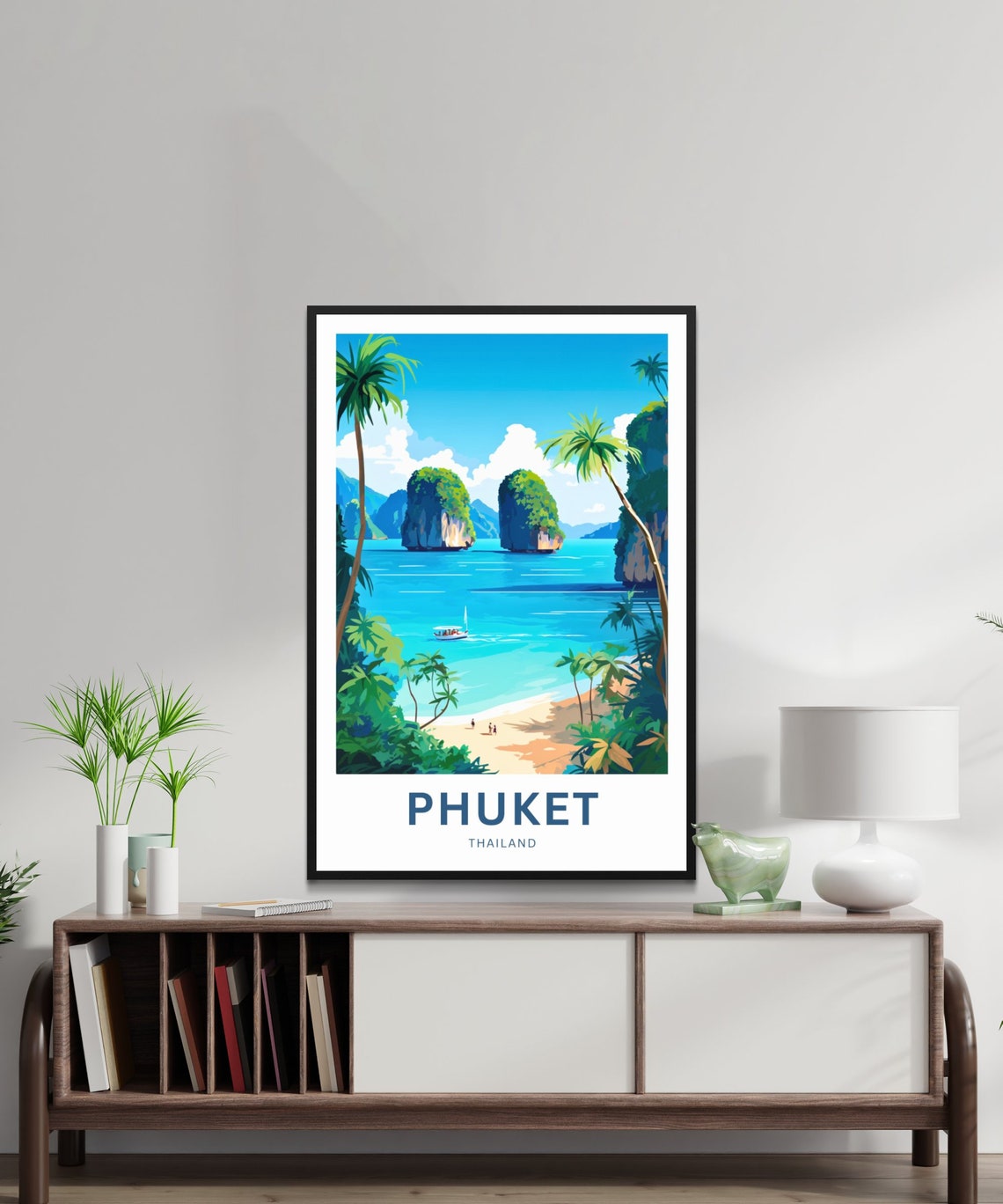 Personalized Phuket Thailand Twin Karsts Custom Text Travel Poster - Image 2