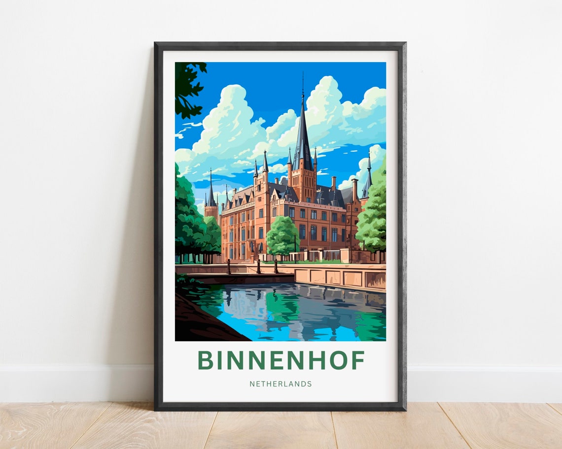 Binnenhof Netherlands Gothic Brick Buildings Canal View Poster