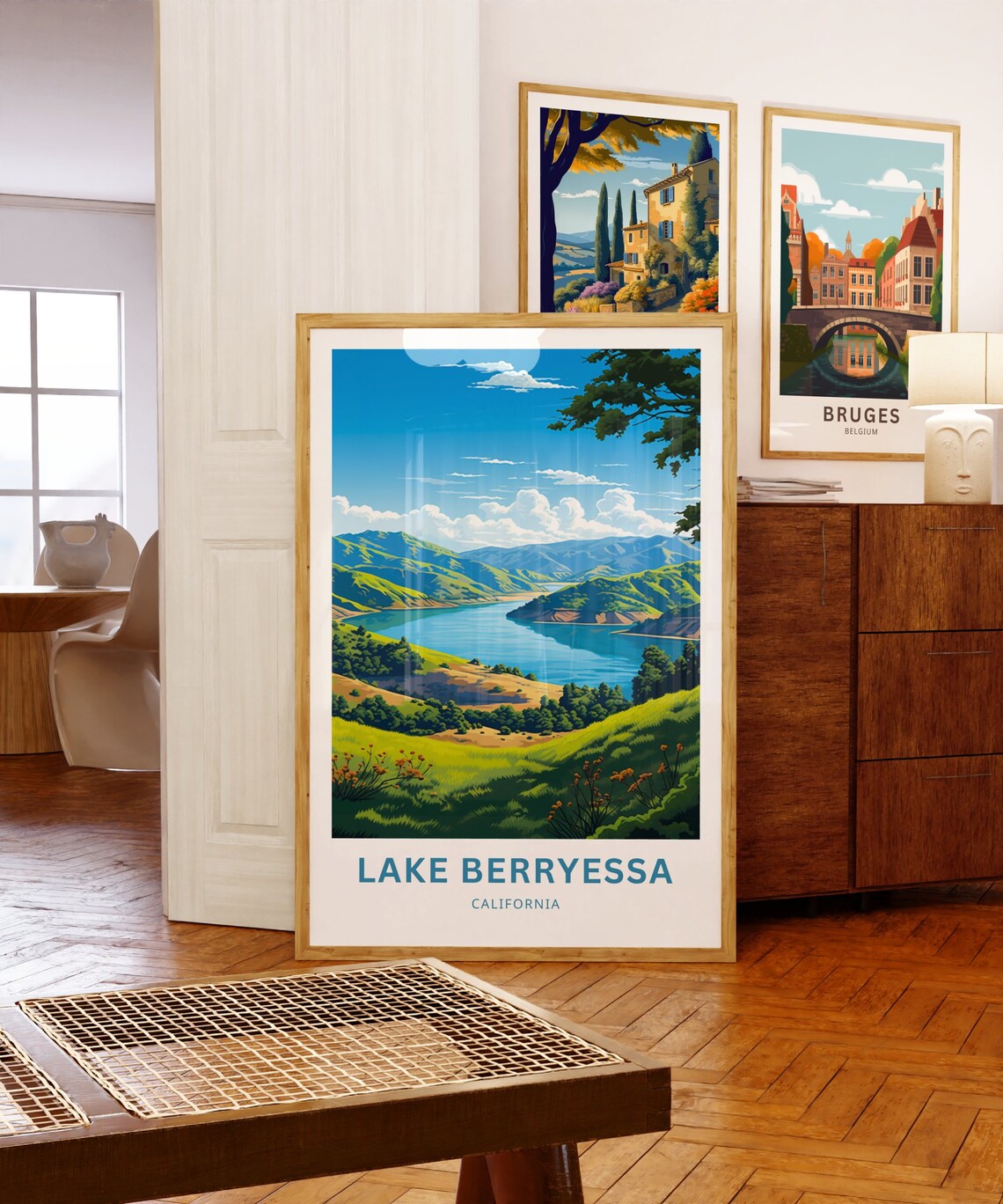 Lake Berryessa California Blue Water Green Hills Travel Poster - Image 5