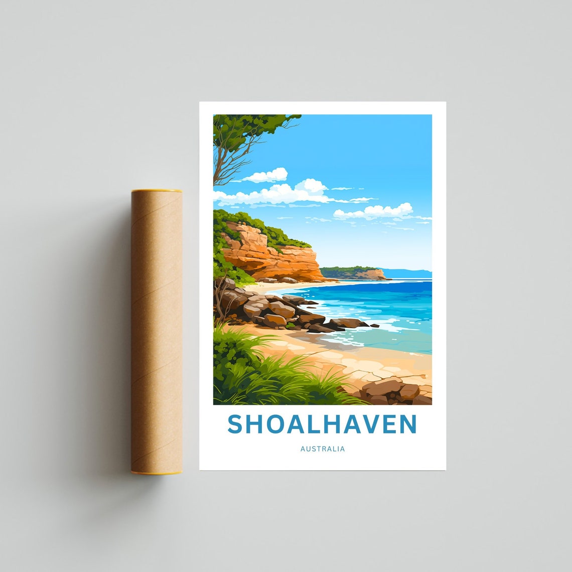Shoalhaven Australia Rocky Beach Sandstone Cliffs Travel Poster - Image 4