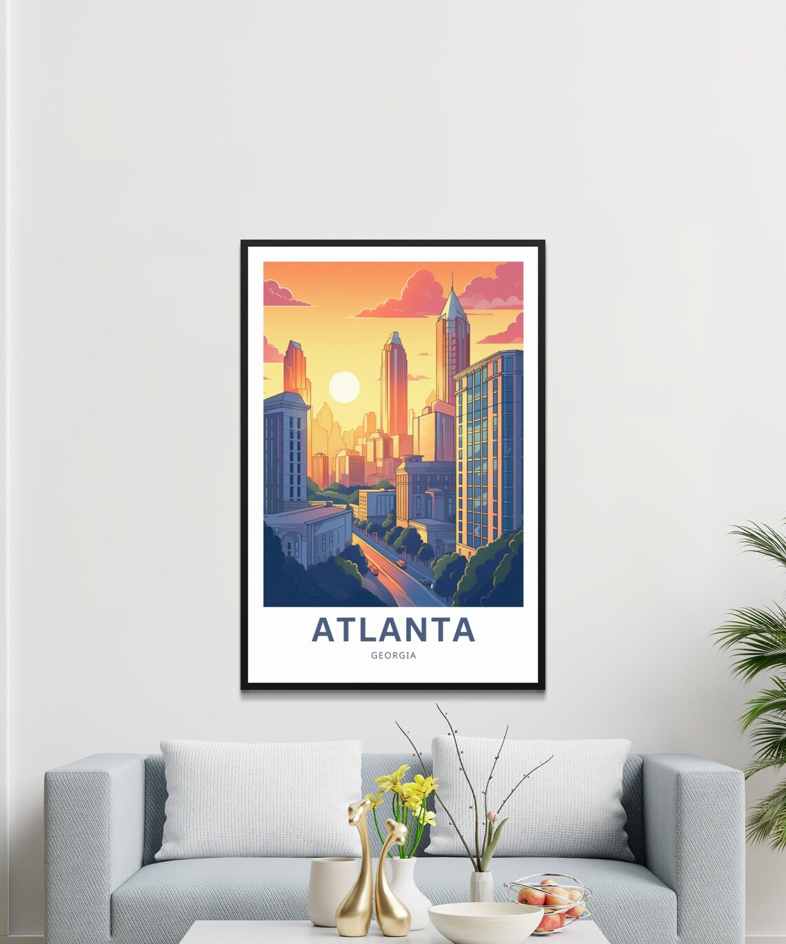 Atlanta Georgia Downtown Sunset Skyline Custom Text Travel Poster - Image 3
